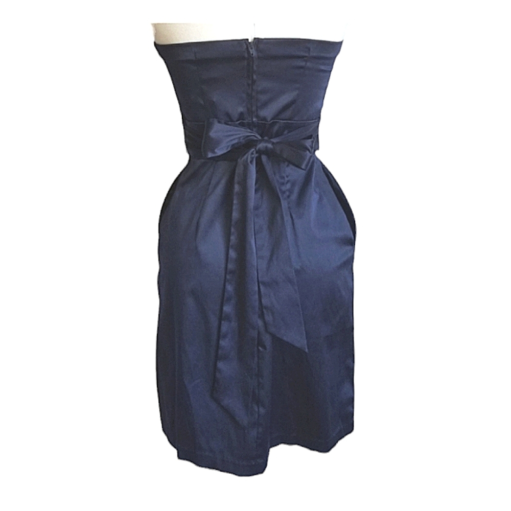 Papaya Navy Blue Strapless Satin Cocktail Dress S NWT - Picture 2 of 7
